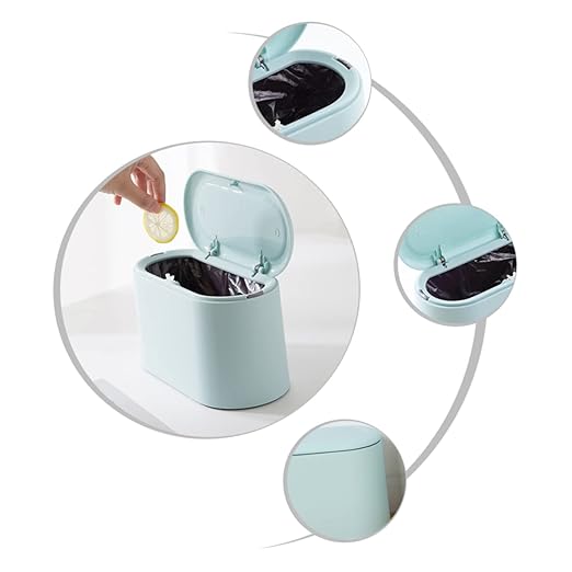 Unomor Slim Desktop Press Trash Can Kitchen Garbage Bin for Tabletop Office Dorm Mini Trash Can Ejection Cover Cute Fashionable Design Easy to Use