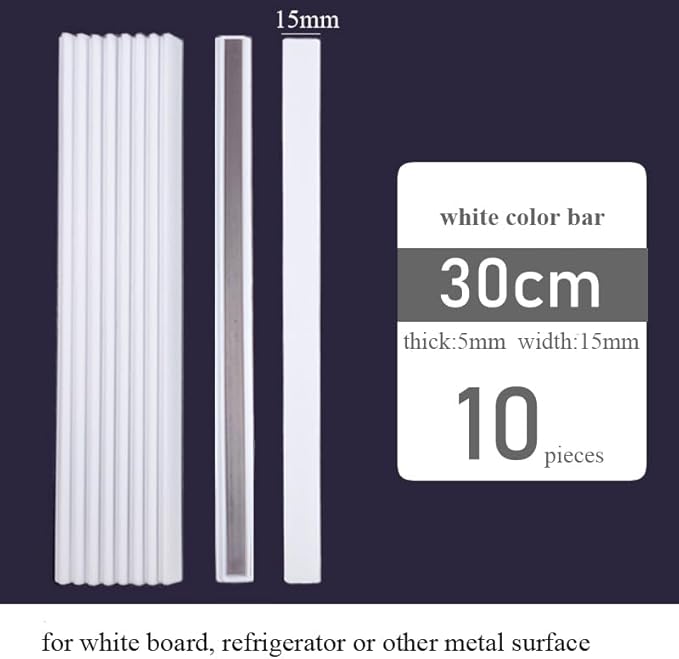 Colorful Magnetic Bar for Bulletin Board - Memo Strip Set Magnet Strip Tape, School Office Home Stationery Bar for Fridge 7.9 Inch/12inch 6 Color