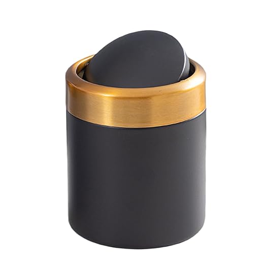 Desktop Refuse Receptacle - Slim Trash Organizer, Petite Waste Carrier | Cute Table Bin, Modern Brushed Metal Lid Mechanism, Elegant Stainless Canister Finish Ideal Home, Kitchenette, Nightstan