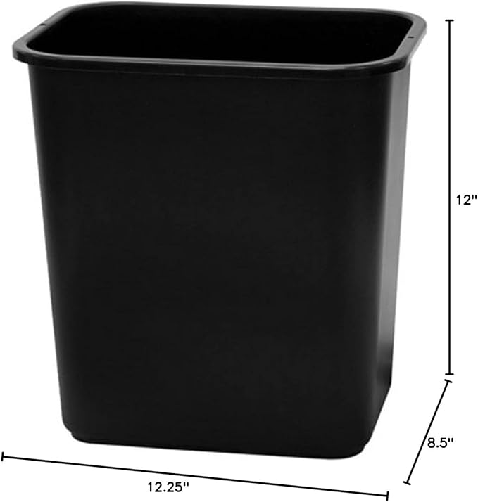 United Solutions Classic Plastic Office Wastebasket – Black (3.25 Gal)