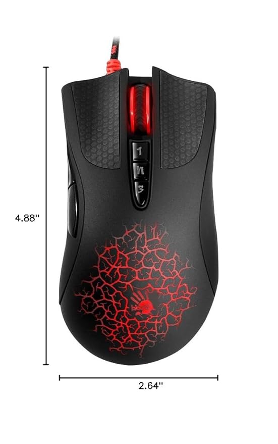 Bloody AL90 Optical Gaming Mouse with Light Strike (LK) Optical Switch & Scroll - 8 Programmable Buttons and Advanced Macros - Ergonomic Right Hand Grip - Button Grips - Colored Profile Selection