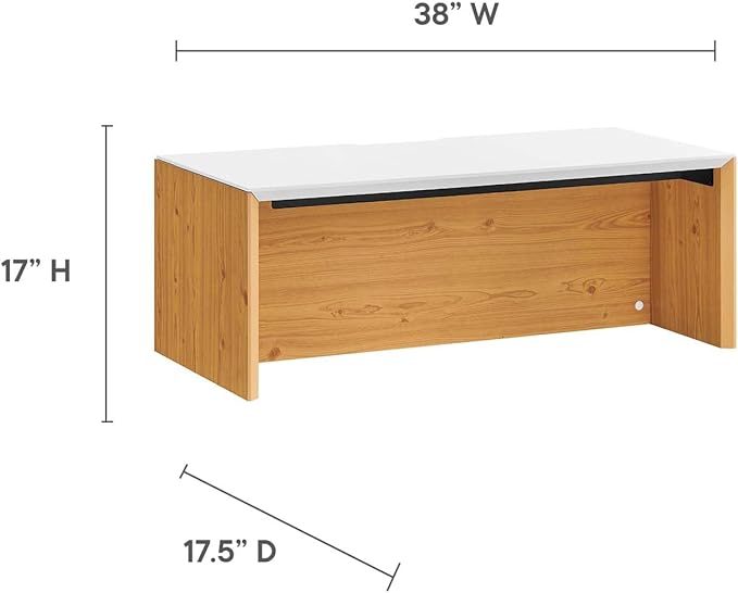 Modway EEI-6311-WHI-NAT Kinetic 38" Wall-Mount Office Desk with Cabinet and Shelf, White Natural