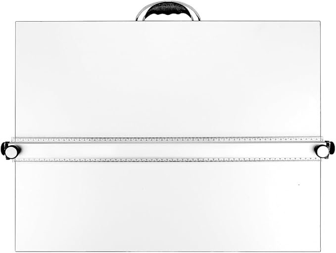 A2 Drawing Board Portable Drafting Board 24 x 18 Inches Drafting Table with Parallel Bar, Angle Adjustable Measuring System Angle Parallel Drawing Board