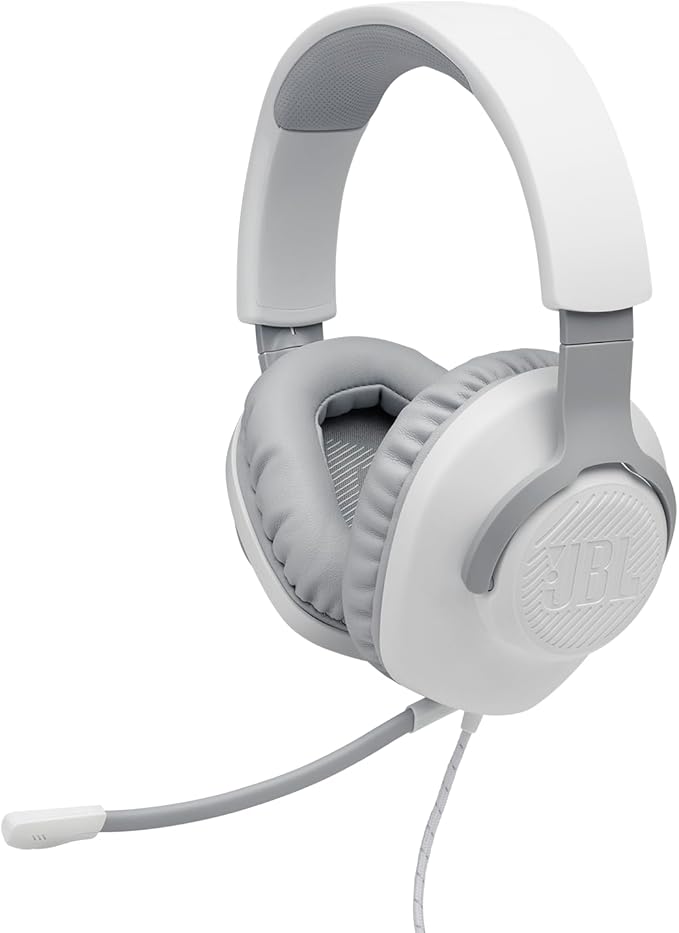 JBL Quantum 100 - Wired Over-Ear Gaming Headphones - White, Large