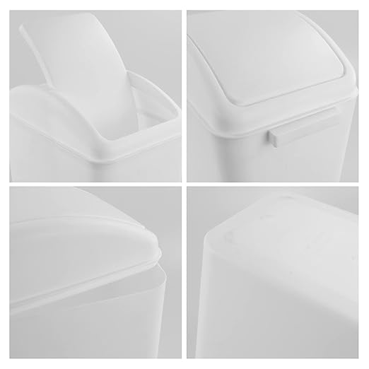 4.2 Gallon Swing Lid Trash Can, Plastic Waste Bin Garbage with Lid, White