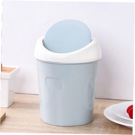 SOLUSTRE Plastic Trash Can Lid Mini Desktop Garbage Bin Office Waste Basket Slim Trash Can for Home Kitchen Desk Easy to Clean
