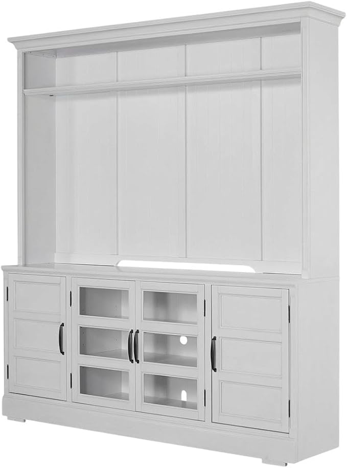 Starlight Canyon Home White Furniture 76 in. TV Console with Hutch, Modern Entertainment Center, Durable Construction, Stylish Storage Solution for Living Room