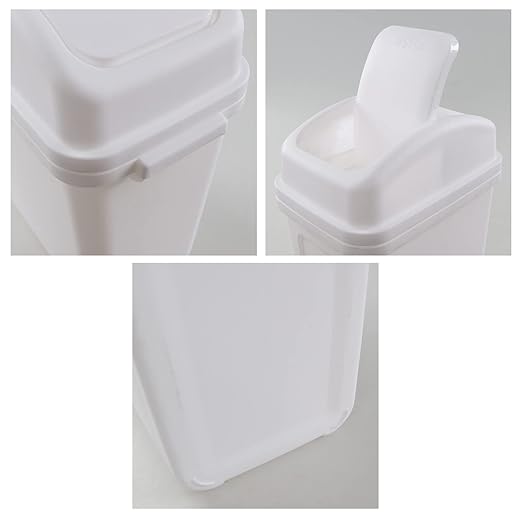 1-Pack 1.8 Gallon Plastic Swing Lidded Trash Can, Small Garbage Bin, White