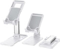 Cell Phone Tablet Stand Mount Fully Foldable Dock Holder Cradle Charger Station Desk Room Office School Kitchen Travel Portable Adjustable Multi-Angle Non-Slip Durable Stable (White)