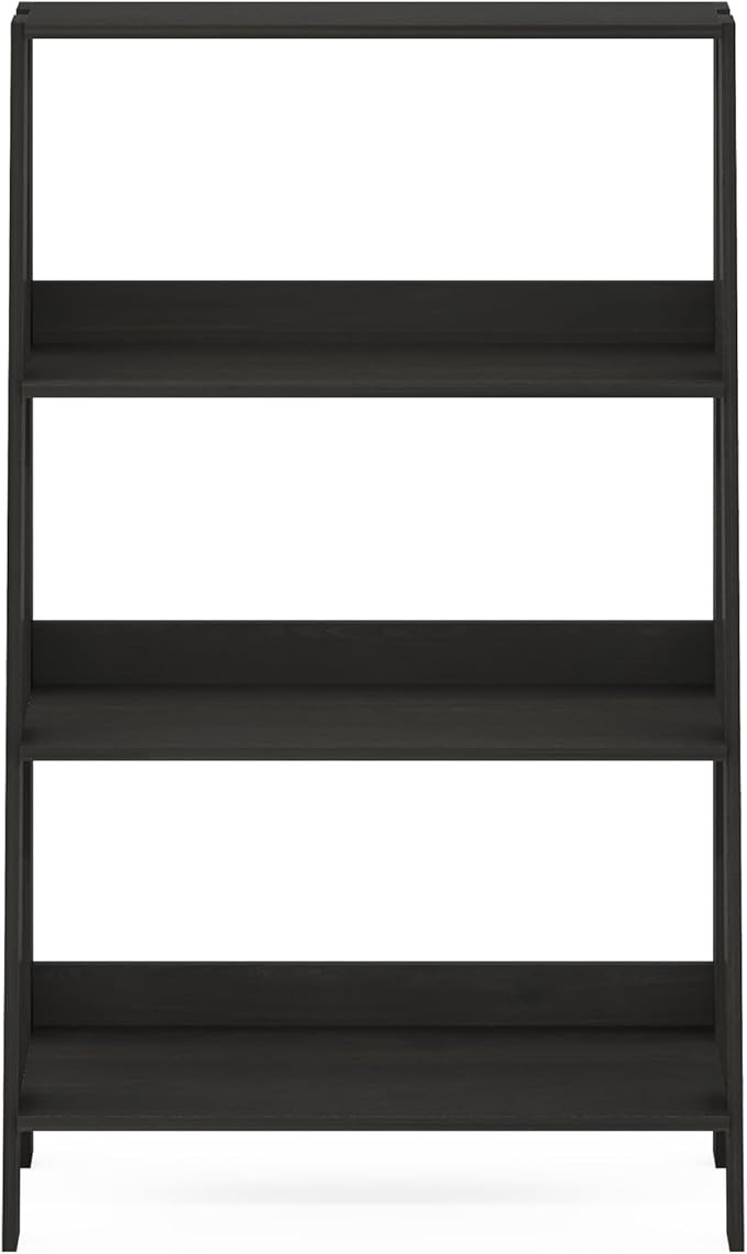 Furinno Ladder Book Shelf, 4-Tier Ladder Shelf, Open Design Bookshelf, Display Storage Bookcase, 10.9" x 23.6" x 38.4", Living Room, Home Office, Espresso