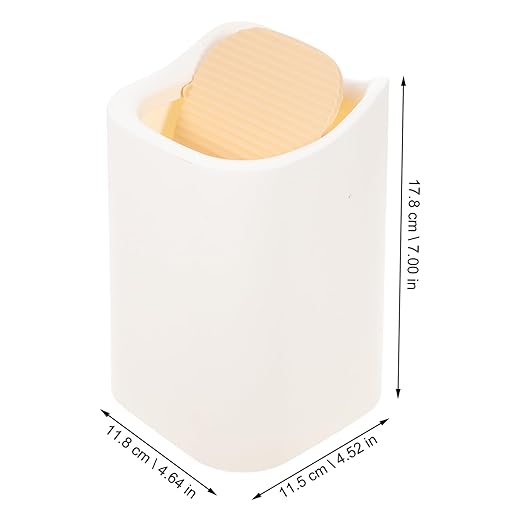 KOMBIUDA Modern Slim Desktop Trash Can Lid Wastebasket for Bathroom Vanity Office Compact Table Garbage Bin for Small Spaces Includes Trash Bags