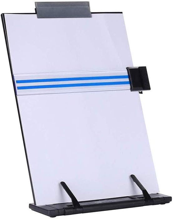 Copyholder Document Holder Reading Stand Metal Desktop 7 Adjustable Positions with Clip and Line Guide for Typing Reading and Correct Bad Writing Posture