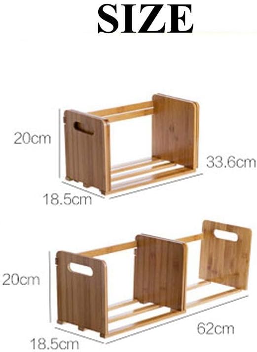 Bamboo Desktop Bookshelf Adjustable Storage Organizer Display Shelf Rack,Countertop Platforms, Book Stands Shelves