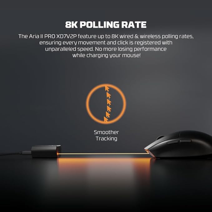 FANTECH ARIA XD7V2 PRO Wireless Gaming Mouse, 8K Polling, Pixart 3395 Gaming Sensor 26K DPI HUANO Switches, 53g Ultra-Lightweight, 5 Buttons, Compatible with PC/Mac - Red