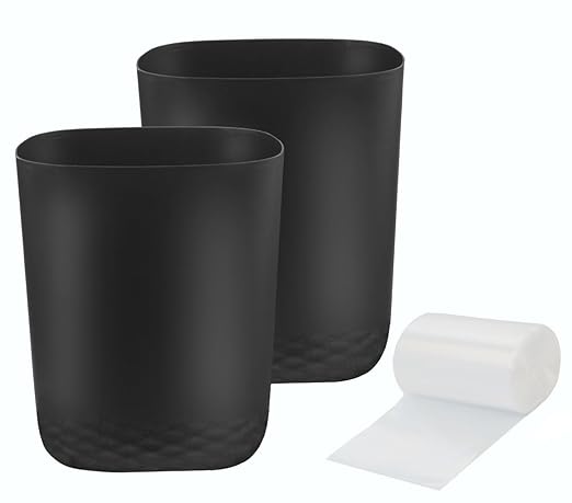 Small Trash Can with 60 Count of Trash Bags,2.5 Gallon Wastebasket Recycling Bin Trash Can for Bathroom Bedroom Office Kitchen (2, Black)