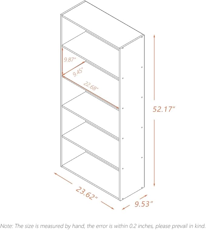 NELYE Basic Open Shelf Bookcase - 5-Tier Wooden Cube Storage Shelves Split Bookshelf, White