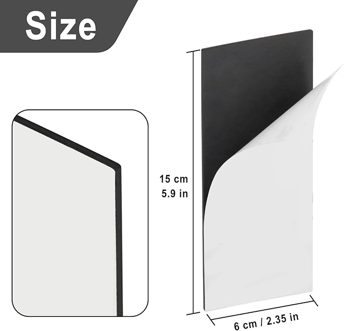 Magnetic Strips with Strong Adhesive Backing (5.9 x 2.35 inches) Magnetic Tape with Adhesive Backing Heavy Duty Magnet Strips for Refrigerator Whiteboard, Most Surface (150 x 60 x 2 mm, 2 pcs)