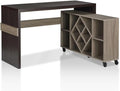 Furniture of America FOA Minshew Solid Wood 2-Piece Convertible Desk with Bookcase Set in Brown
