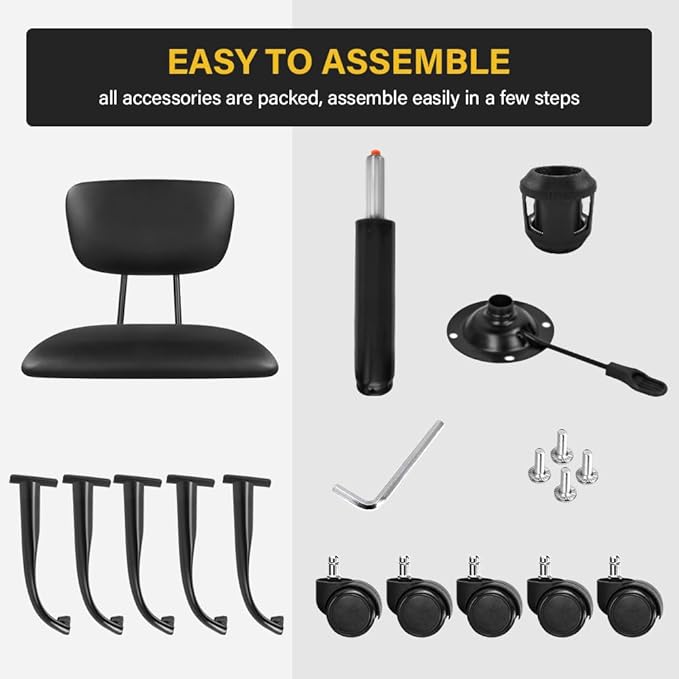 WKWKER Square Swivel Stool with Wheels Height Adjustable Stools for Home Work Drafting SPA Massage Shop Cost-Effective Rolling Stool Chair with Back (Black)