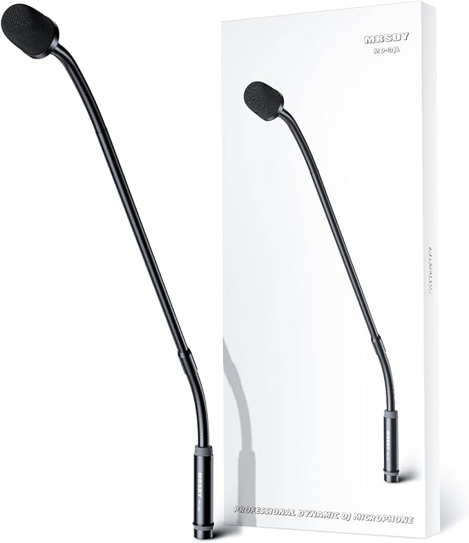 MRSDY Gooseneck Microphone, 23 Inch DJ Microphone for Audio Mixer, Professional XLR Wired Dynamic Mic, Extended Black Metal Noise Reduction Mic, Supports 360° Rotation and Bending