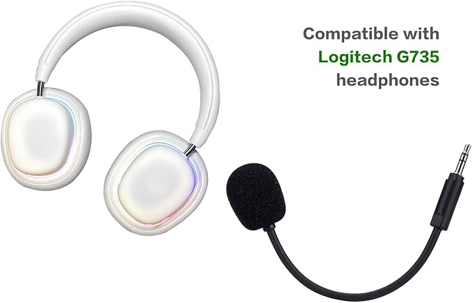 UNCLE LIGHT Replacement Game Mic for Logitech G735 Gaming Headset on PS4 PS5 PC, 3.5mm Detachable Boom Microphone