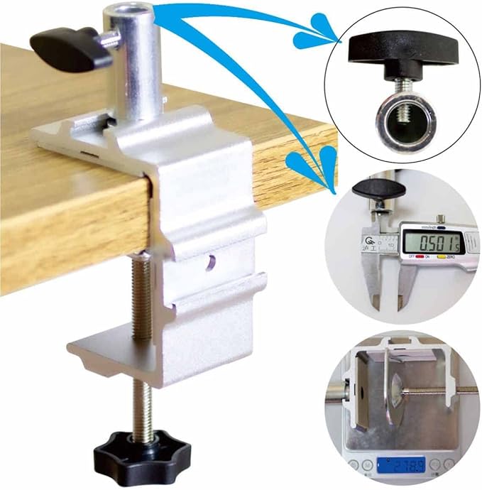 Replacement Clamp for 1/2” Base Magnifying Lamp，Desk Lamp，Magnify Lamp，Swing Arm Lamp，Phone Mount，Ipad Mount，Tablet Holder，Mic Holder (Silver)