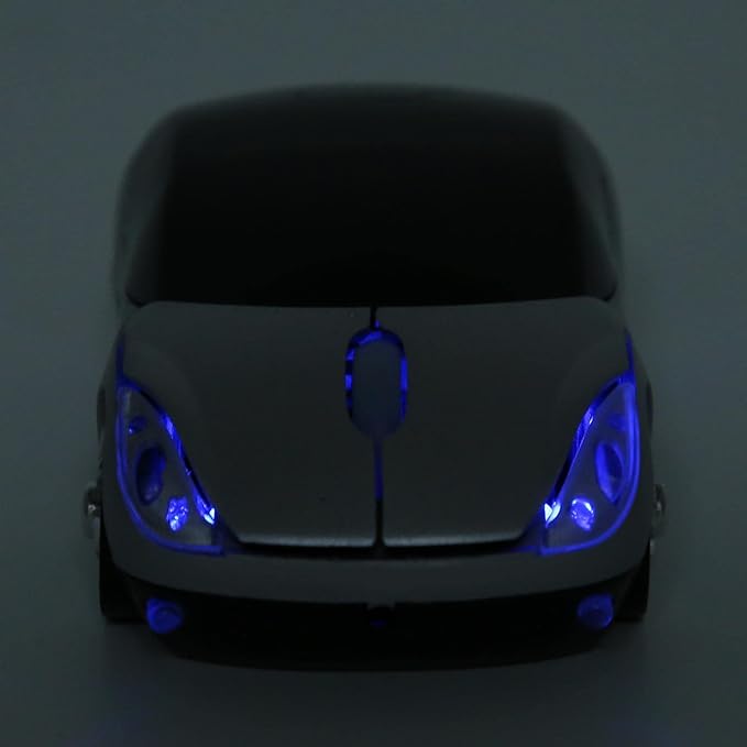 ASHATA Mouse, 2.4GHz Cool Sport Car Mouse, Car Shape Mouse Optical Gaming Mouse for 98 for 7 for Linux,for PC Laptop Computer (Silver)