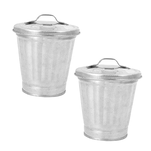 Happyyami Slim Trash Can Mini Desktop Waste Bin Cute Adorable Desk Storage Jar Lid for Office Pencil Cup Flower Bucket