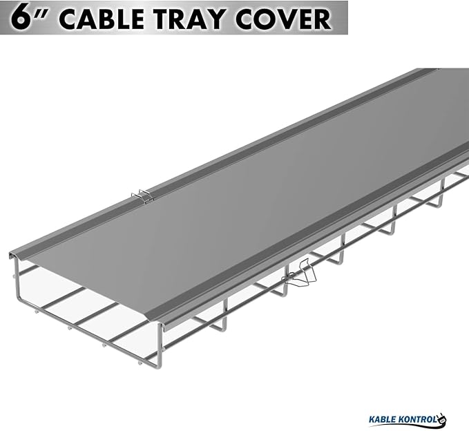 Kable Kontrol Stainless Steel Tray Covers – 6" W Wire Mesh Cable Tray Cover - Wire Mesh Tray Cable Management Rack Cable Basket, NEC Approved for Network, Fiber Optic, Cabling Accessory