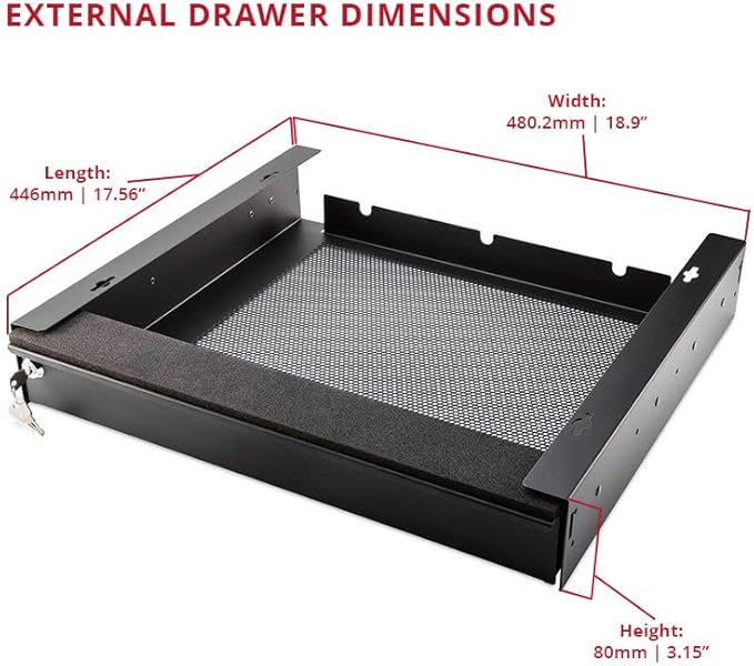 Penn Elcom Under Desk Laptop Drawer, Lockable, for 17” Laptops - Premium Sliding Security Drawers - Model EX-6201B
