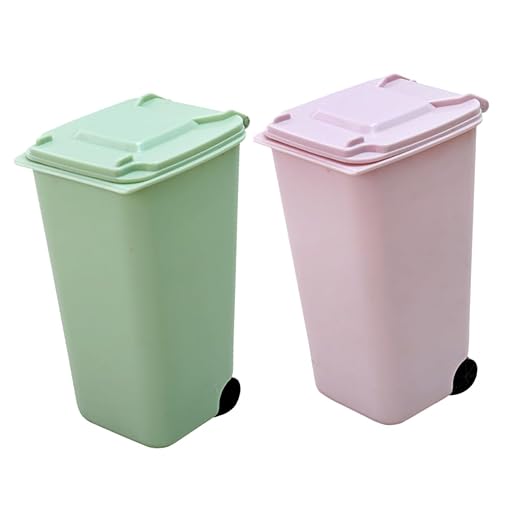 Holibanna Mini Desktop Trash Can Pen Holder Slim Garbage Can Lid Small Bin for Bedroom