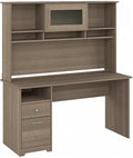 Bush Furniture Cabot 60W Single Pedestal Desk and Hutch, Ash Gray