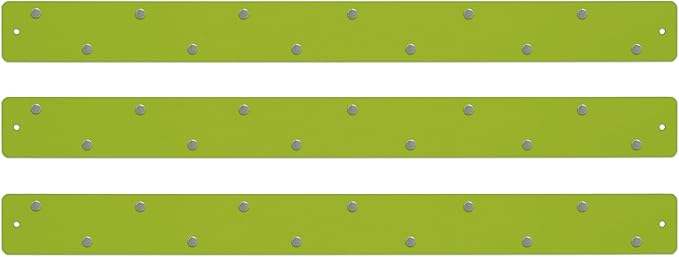 Three by Three Seattle Large Magnetic Strip Bulletin Board (3-Pack) – 28″ × 2.5″ Metal Magnetic Display Board with 12 Neodymium Magnets Each (Spring Green)