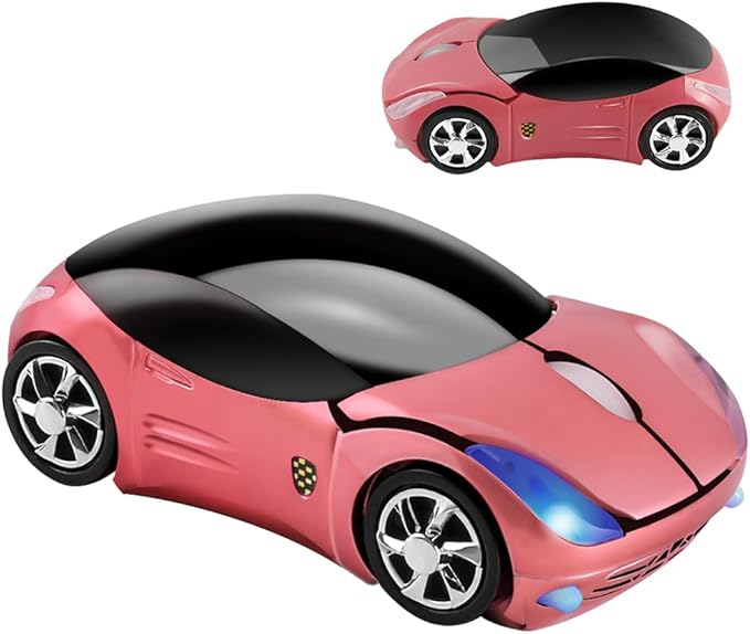 Wireless Mouse Cute Sport Car Shape Mouse Optical Ergonomic Gaming Mice Mini Small Office Gift for Boy Girl Men Women Kids Mom Dad with USB Receiver for PC Laptop Computer Mac,1600DPI 3 Buttons