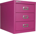 Bisley 3-Drawer Steel MultiDrawer Cabinet - Fuchsia, Chrome Pull Handles with Label Holders, Powder-Coated Steel, Removable Drawers, Desktop Storage, Labels Included