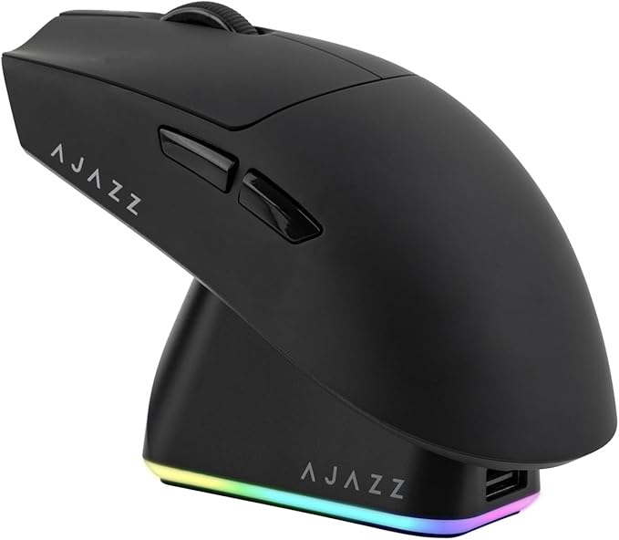 MechLands AJAZZ AJ139P V3 MC Wireless Mouse with Charging Base, 3 Modes Gaming Mouse with 800mAh Battery, Adjustable 24,000 DPI, PAW3311 Sensor, 1000 Polling Rate, 69g Lightweight, Win/Mac (Black)