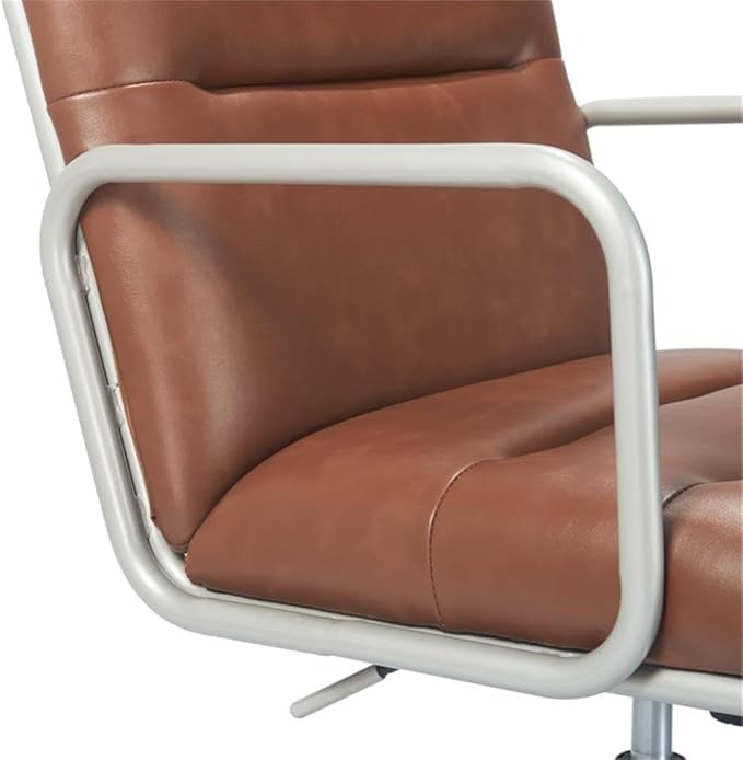 Home Square 2-Piece Set with Leather Chair and Writing Desk in Brown