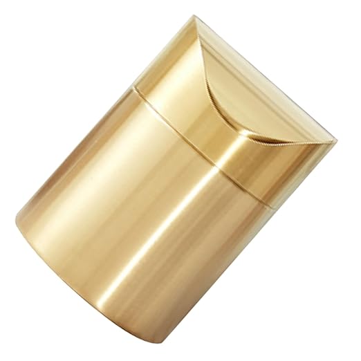 Luxshiny Trash Can Gold Bathroom Accessory Mini Lid Slim Desktop Countertop Waste Bin for Office Car