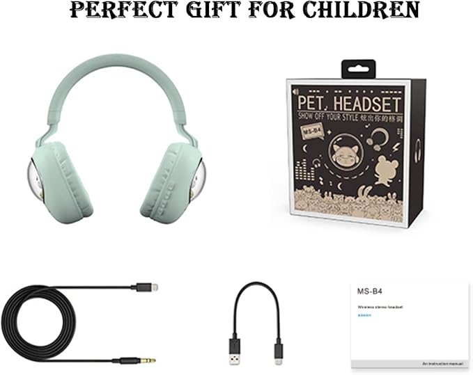 Girls Green Gaming Headset with Microphone - Wired & Wireless Noise Cancelling Over Ear Headphones for Kids & School - Bluetooth Earbuds