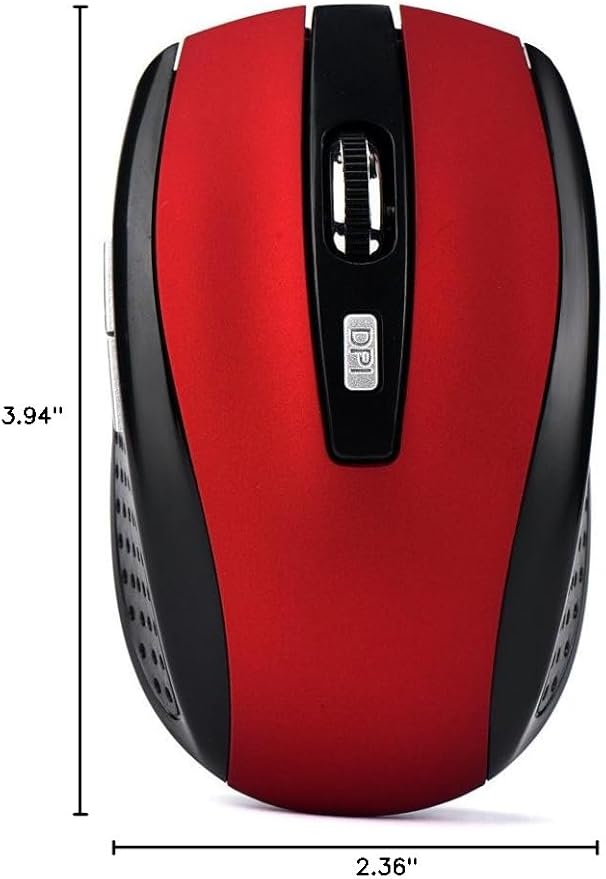 Generic 2.4GHz Wireless Gaming Mouse, Portable Office Optical Mouse, 6 Buttons, Max 10 Meters Operating Distance, Lightweight, Save Power, for Laptop, Computer, PC, Notebook, Desktop, Red