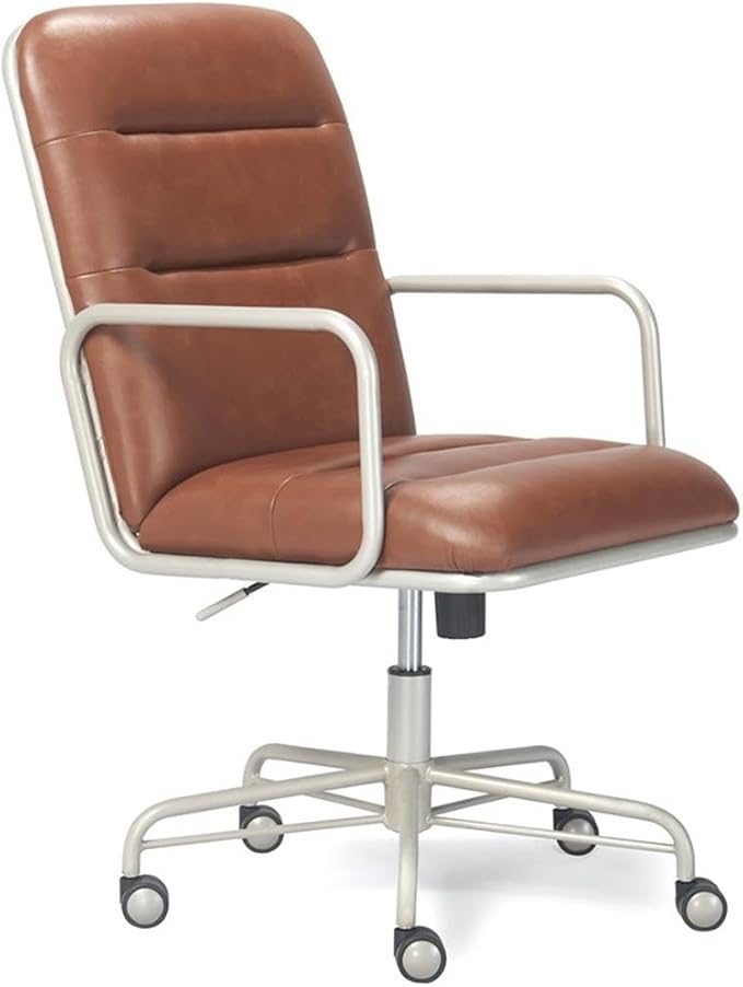 Home Square 2-Piece Set with Leather Chair and Writing Desk in Brown