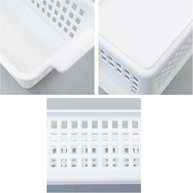 6 Pack Slim Plastic Storage Basket, Small Desktop Organizing Basket, White