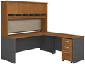 Bush Business Furniture Series C 72W L Shaped Desk with Hutch and Mobile File Cabinet in Natural Cherry