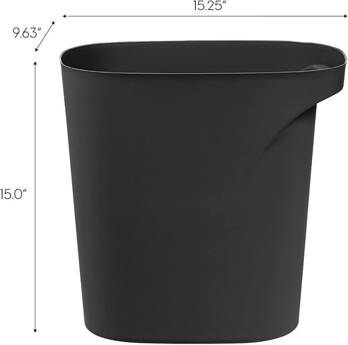 IRIS USA Small Trash Can Wastebasket with Handle, 6 Gallon / 24 Quart, 3-Pack, for Bathroom, Office, Bedroom, Under Sink, Kitchen, Garbage - Black
