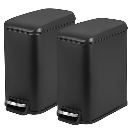 Bigacc 1.3 Gallon Kitchen Trash Can, Stainless Steel Small Trash Can & Mini Garbage Can with Removable Plastic Inner Bucket Lid, Foot Pedal, Waste Bin for Bathroom,(2 Set)