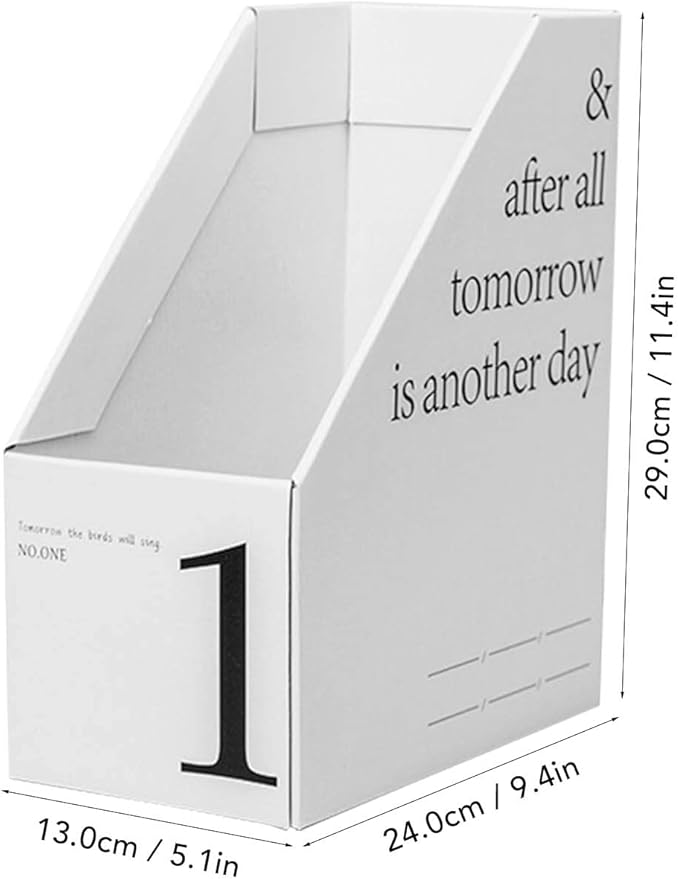 TREETDOBV Vertical File Folder Storage Organizer Bin,Vertical File Organizer Boxes for Desk Organization,Number Marking Slim Desk Storage Organizer for Books Notebooks Magazines Envelopes(1)
