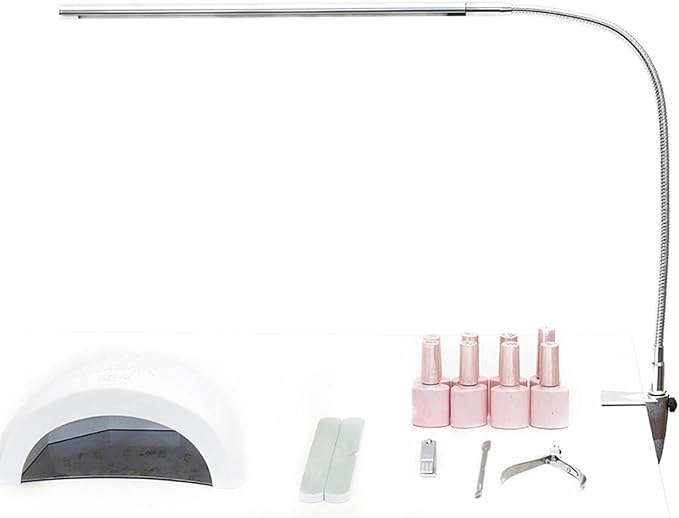 Brokimis Nail Desk Lamp with Clamp, New Upgrade 8-10W Dimmable LED 360° Flexible Gooseneck Nail Tech Table Desk Light for Manicure Reading Eyebrow Tattoo