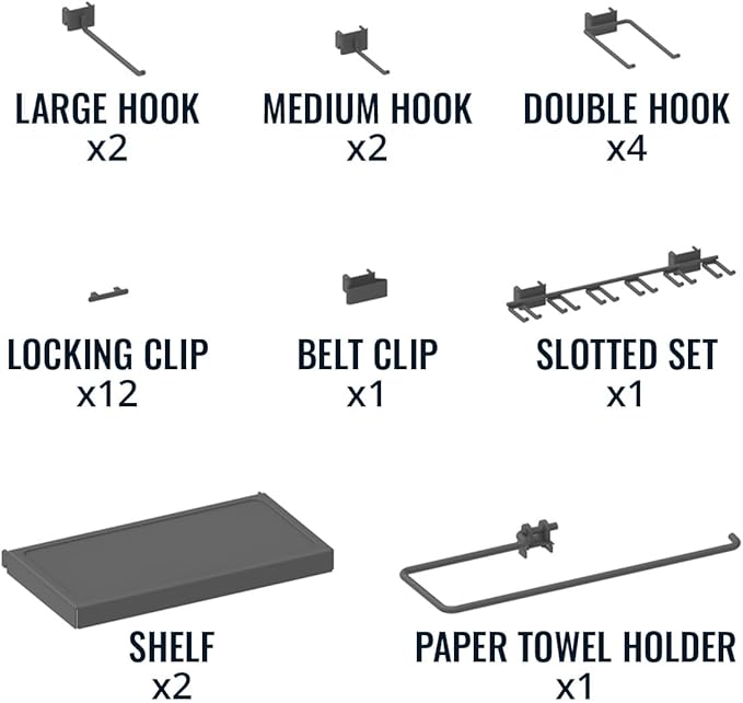 Heavy-Duty Pegboard Wall Kit, 13 Lockable Attachments, Garage Organization & Storage, 2 Panel Pegboard System, Solid Steel Holds 300 lbs, 34 in. x 32 in.