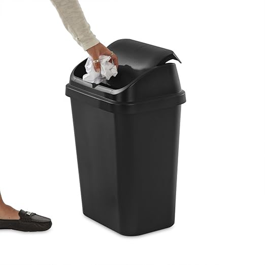 Sterilite Swing-Top Office Wastebasket – Black (6-Pack, 7.8 Gal)