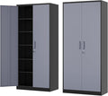 Fesbos Metal Storage Cabinet-72” Tall Steel File Cabinets with Lockable Doors and 5 Adjustable Shelves-Black&Gray Steel Storage Cabinet for Home, School, Office, Garage